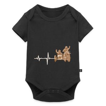 Gift heartbeat motorcycle sidecar - Baby Premium short-sleeve bodysuit - black - Front