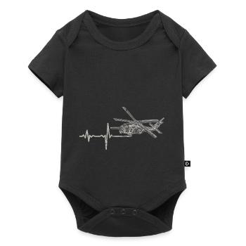 Shirt Gift Heartbeat Helicopter - Baby Premium short-sleeve bodysuit - black - Front