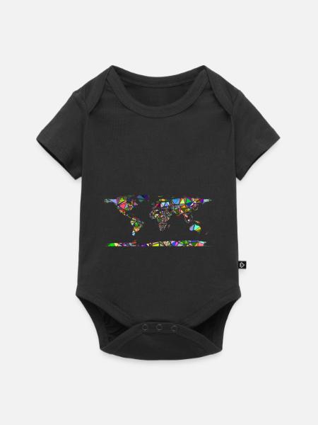 Abstrakte Weltkarte - Baby Premium Kurzarmbody - Schwarz
