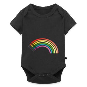 Regenbogen LED Shirt Geschenkidee Sonderangebot - Baby Premium Kurzarmbody - Schwarz - Vorne