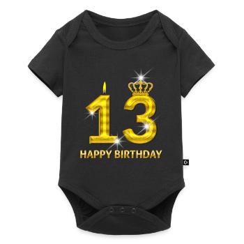 or numéro 13-joyeux anniversaire - anniversaire- - Body à manches courtes Premium Bébé - noir - Devant