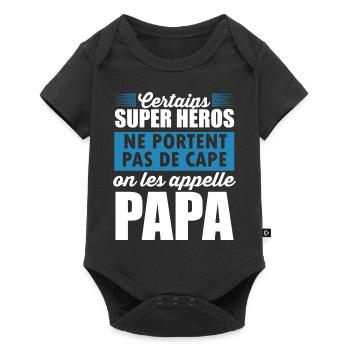 "Papa Super-héro" t-shirt humour papa père - Body à manches courtes Premium Bébé - noir - Devant