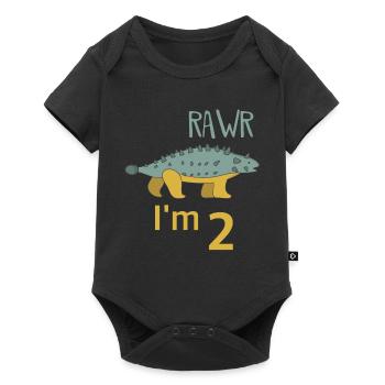 Pour deux gars anniversaire pour les filles Ankylosaure - Body à manches courtes Premium Bébé - noir - Devant