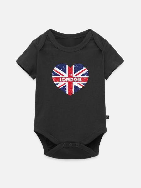 London Herz - Baby Premium Kurzarmbody - Schwarz
