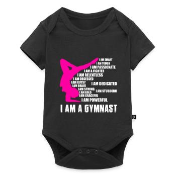 Gymnastik Turnen Turnerin Frau Geschenk - Baby Premium Kurzarmbody - Schwarz - Vorne