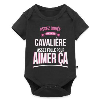 Cavalière douée folle cadeau femme - Body à manches courtes Premium Bébé - noir - Devant