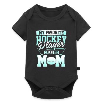 Eishockey Mama Favorite Hockey Player Geschenk - Baby Premium Kurzarmbody - Schwarz - Vorne