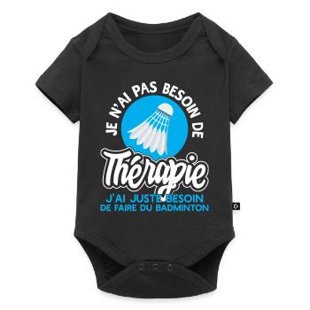 Thérapie badminton t-shirt cadeau - Body à manches courtes Premium Bébé - noir - Devant