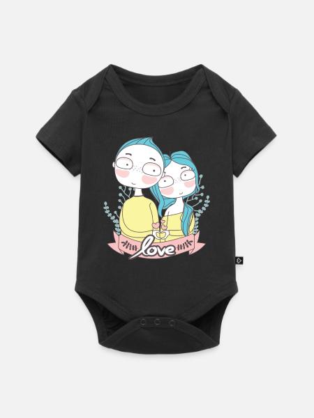 Lover Boy and Girl - Premium kortærmet baby-body - sort