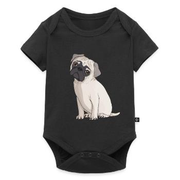 Mops PUG Hunde Dog Fan - Baby Premium Kurzarmbody - Schwarz - Vorne