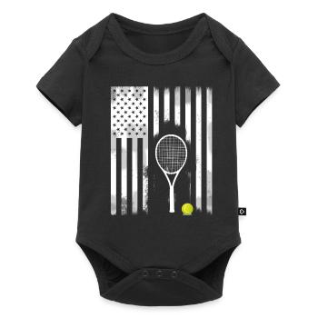 raquette de tennis drapeau amérique usa stars balle - Body à manches courtes Premium Bébé - noir - Devant