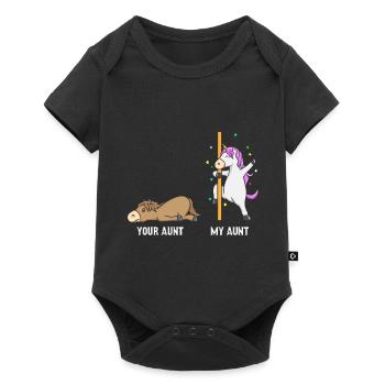 Einhorn Pferd Deine Tante Meine Tante Geschenk EN - Baby Premium Kurzarmbody - Schwarz - Vorne