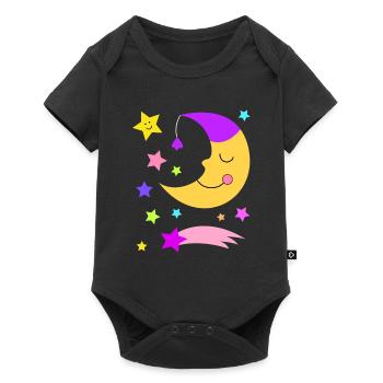 Moon, stars and shooting star - Baby Premium short-sleeve bodysuit - black - Front