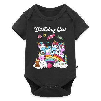 Cadeau d'anniversaire licorne fête fille enfant - Body à manches courtes Premium Bébé - noir - Devant