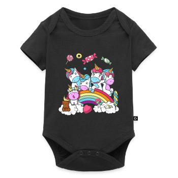 Cadeau d'anniversaire Licorne Fête Fille - Body à manches courtes Premium Bébé - noir - Devant