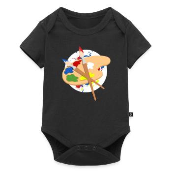 Kunst Palette Farben Pinsel malen Geschenkidee - Baby Premium Kurzarmbody - Schwarz - Vorne