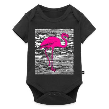 Flamingo Pink Geschenk Geschenkidee - Baby Premium Kurzarmbody - Schwarz - Vorne