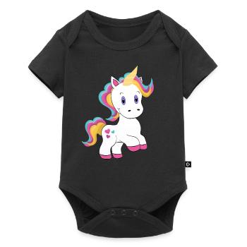 Einhorn - Baby Premium Kurzarmbody - Schwarz - Vorne
