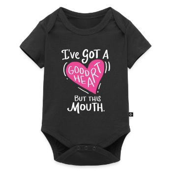 Good heart but Big mouth Big heart Funny - Baby Premium short-sleeve bodysuit - black - Front
