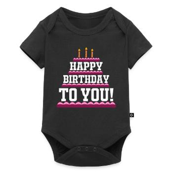 Gâteau d'anniversaire cadeau rétro joyeux anniversaire - Body à manches courtes Premium Bébé - noir - Devant