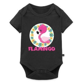 Flamingo - Baby Premium Kurzarmbody - Schwarz - Vorne