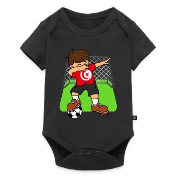 Tunesien-Fußball, der Kind-tunesischen Fußball abtupft - Baby Premium Kurzarmbody - Schwarz - Vorne