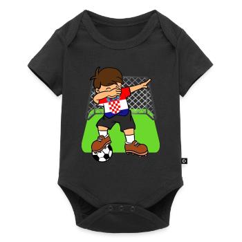 Kroatien-Fußball, der Kinderkroaten-Fußball abtupft - Baby Premium Kurzarmbody - Schwarz - Vorne