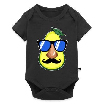 Avocado visage lunettes moustache Kawaii cadeau - Body à manches courtes Premium Bébé - noir - Devant
