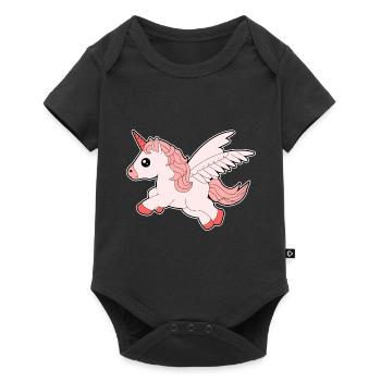 Unicorn wings fly pink baby kids gift - Baby Premium short-sleeve bodysuit - black - Front