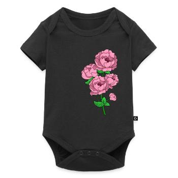 Peonies Flower Rose Spring Gift Idea - Baby Premium short-sleeve bodysuit - black - Front