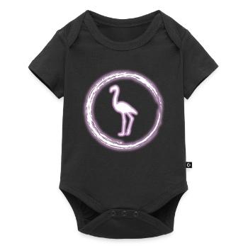 Glow Circle Flamingo Bright Neon Glowing Effect - Baby Premium short-sleeve bodysuit - black - Front