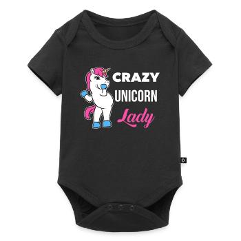 Crazy Unicorn Lady T-Shirt Funny Magical Unicorn - Baby Premium short-sleeve bodysuit - black - Front
