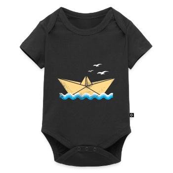 Boot Segeln Urlaub Schiff Ozean - Baby Premium Kurzarmbody - Schwarz - Vorne