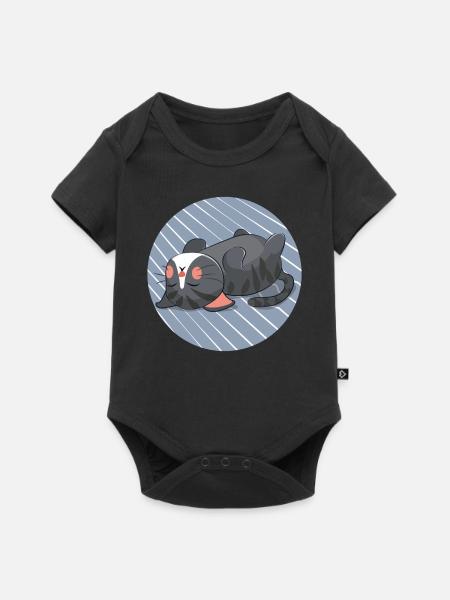 Schlafende Katze - Baby Premium Kurzarmbody - Schwarz
