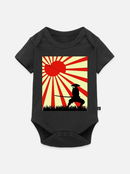 Mond Scheibe Samurai - Baby Premium Kurzarmbody - Schwarz