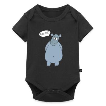 Freunde Hippo Flusspferd Nilpferd Geschenk - Baby Premium Kurzarmbody - Schwarz - Vorne