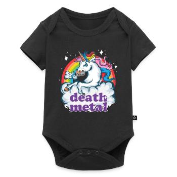 Death Metal Einhorn Geschenk Heavy Musik Unicorn - Baby Premium Kurzarmbody - Schwarz - Vorne