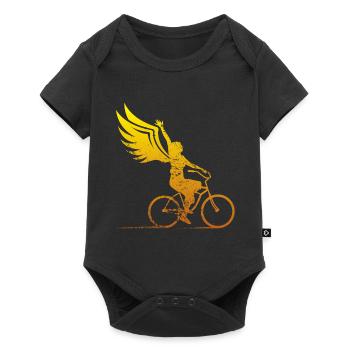 Woman on bicycle with wings angel gift - Baby Premium short-sleeve bodysuit - black - Front