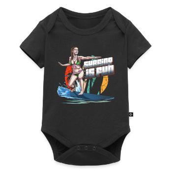Surf est amusant Summer Beach - Body à manches courtes Premium Bébé - noir - Devant