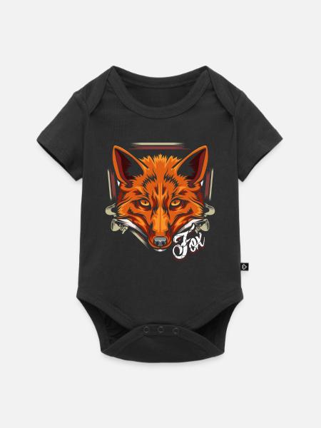 Waldbewohner Fuchs Waldtier Tier - Baby Premium Kurzarmbody - Schwarz