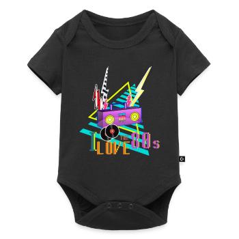 J'adore les années 80 j'aime la fête des années 80 stéréo - Body à manches courtes Premium Bébé - noir - Devant