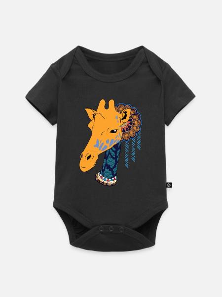 Globale Nomadengiraffe - Baby Premium Kurzarmbody - Schwarz