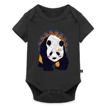 Globaler Nomadenpanda - Baby Premium Kurzarmbody - Schwarz - Vorne
