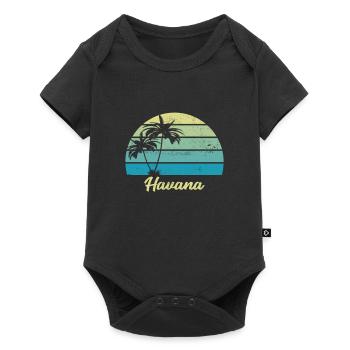 Havana Sea Palm Blue Gift Vintage Retro - Baby Premium short-sleeve bodysuit - black - Front