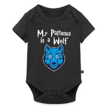 Mon patronus est un cadeau Wolf Wolf Wizad Blue Wolf - Body à manches courtes Premium Bébé - noir - Devant