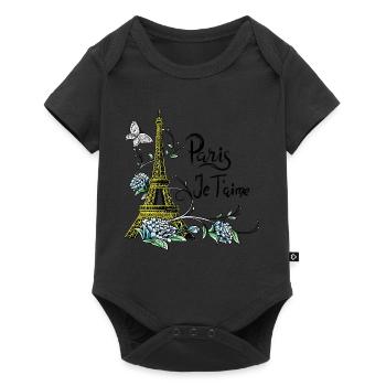 Paris shirt Eiffel Tower Je taime Paris France - Baby Premium short-sleeve bodysuit - black - Front