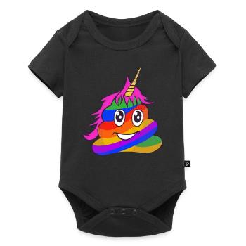 Licorne Poop Emoticon Garbage Rainbow - Body à manches courtes Premium Bébé - noir - Devant