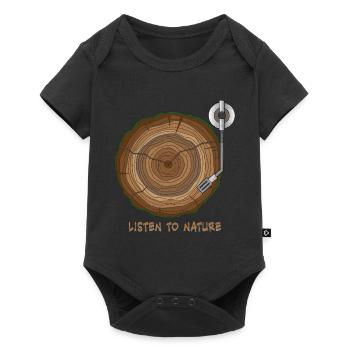 Musique Vinyle Nature Arbre Platine Cadeau - Body à manches courtes Premium Bébé - noir - Devant