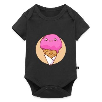 Soft ice cream Strawberry ice cream Sweet ice cream - Baby Premium short-sleeve bodysuit - black - Front