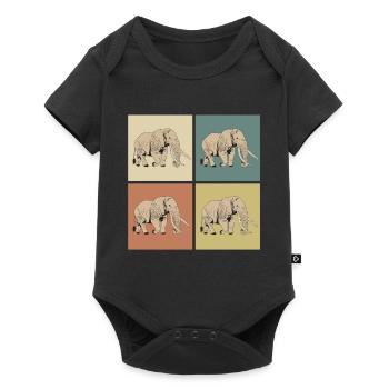 Éléphant pop art - Body à manches courtes Premium Bébé - noir - Devant